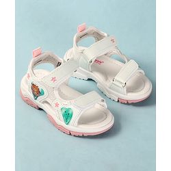 Cute Walk by Babyhug Sandals with Velcro Closure Heart Applique & Floral Print - Purple