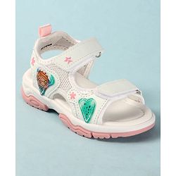Cute Walk by Babyhug Sandals with Velcro Closure Heart Applique & Floral Print - Purple