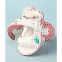 Cute Walk by Babyhug Sandals with Velcro Closure Heart Applique & Floral Print - Purple