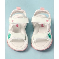 Cute Walk by Babyhug Sandals with Velcro Closure Heart Applique & Floral Print - Purple