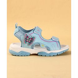 Cute Walk by Babyhug Velcro Closure Sandals With Butterfly Applique - Light Blue