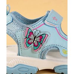 Cute Walk by Babyhug Velcro Closure Sandals With Butterfly Applique - Light Blue