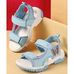 Cute Walk by Babyhug Velcro Closure Sandals With Butterfly Applique - Light Blue