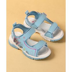 Cute Walk by Babyhug Velcro Closure Sandals With Butterfly Applique - Light Blue