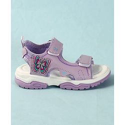 Cute Walk by Babyhug Velcro Closure Sandals With Butterfly Applique - Light Blue