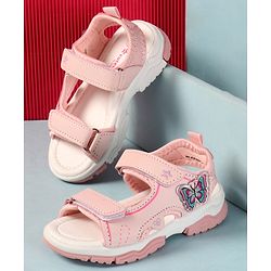 Cute Walk by Babyhug Velcro Closure Sandals With Butterfly Applique - Light Blue