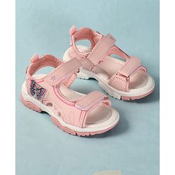 Cute Walk by Babyhug Velcro Closure Sandals With Butterfly Applique - Light Blue