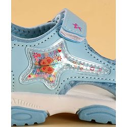 Cute Walk by Babyhug Velcro Closure Sandals With Star Applique - Light Blue