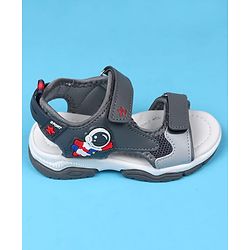Cute Walk by Babyhug Velcro Closure Sandals With Astronaut Applique - Grey