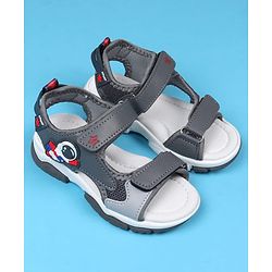 Cute Walk by Babyhug Velcro Closure Sandals With Astronaut Applique - Grey