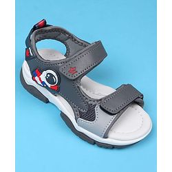 Cute Walk by Babyhug Velcro Closure Sandals With Astronaut Applique - Grey