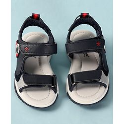 Cute Walk by Babyhug Velcro Closure Sandals With Astronaut Applique - Grey