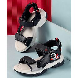 Cute Walk by Babyhug Velcro Closure Sandals With Astronaut Applique - Grey