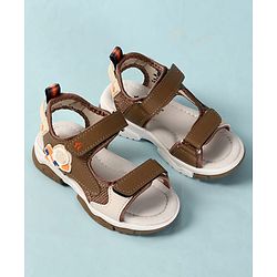 Cute Walk by Babyhug Velcro Closure Sandals With Astronaut Applique - Grey