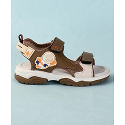 Cute Walk by Babyhug Velcro Closure Sandals With Astronaut Applique - Grey