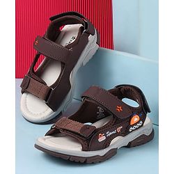 Cute Walk by Babyhug Velcro Closure Sandals with Vehicle Applique - Brown
