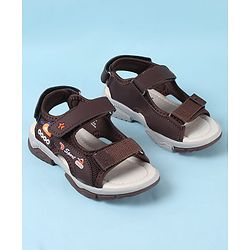 Cute Walk by Babyhug Velcro Closure Sandals with Vehicle Applique - Brown