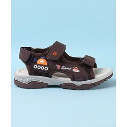 Cute Walk by Babyhug Velcro Closure Sandals with Vehicle Applique - Brown