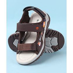 Cute Walk by Babyhug Velcro Closure Sandals with Vehicle Applique - Brown