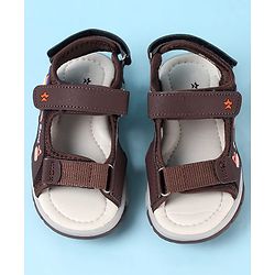 Cute Walk by Babyhug Velcro Closure Sandals with Vehicle Applique - Brown