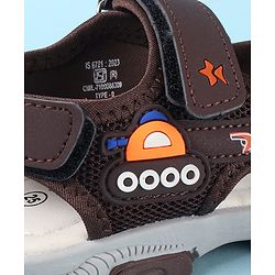 Cute Walk by Babyhug Velcro Closure Sandals with Vehicle Applique - Brown