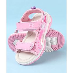 Cute Walk by Babyhug Velcro Closure Sandals with Text Applique - Pink