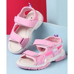 Cute Walk by Babyhug Velcro Closure Sandals with Text Applique - Pink
