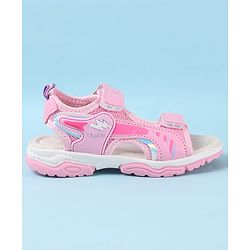 Cute Walk by Babyhug Velcro Closure Sandals with Text Applique - Pink