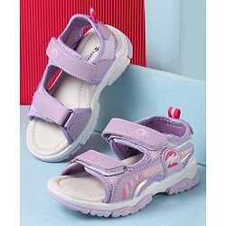Cute Walk by Babyhug Velcro Closure Sandals with Text Applique - Purple