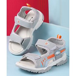 Cute Walk by Babyhug Velcro Closure Sandals with Text Applique - Grey