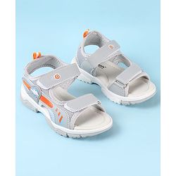 Cute Walk by Babyhug Velcro Closure Sandals with Text Applique - Grey