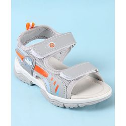 Cute Walk by Babyhug Velcro Closure Sandals with Text Applique - Grey