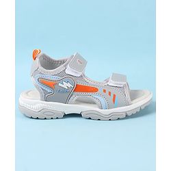 Cute Walk by Babyhug Velcro Closure Sandals with Text Applique - Grey