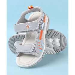 Cute Walk by Babyhug Velcro Closure Sandals with Text Applique - Grey