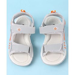 Cute Walk by Babyhug Velcro Closure Sandals with Text Applique - Grey