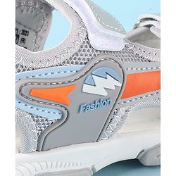 Cute Walk by Babyhug Velcro Closure Sandals with Text Applique - Grey