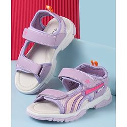Cute Walk by Babyhug Velcro Closure Sandals with Tape & Text Applique - Purple