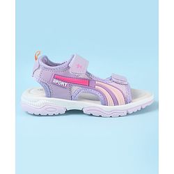 Cute Walk by Babyhug Velcro Closure Sandals with Tape & Text Applique - Purple