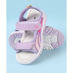 Cute Walk by Babyhug Velcro Closure Sandals with Tape & Text Applique - Purple