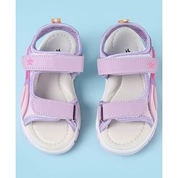 Cute Walk by Babyhug Velcro Closure Sandals with Tape & Text Applique - Purple