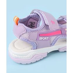 Cute Walk by Babyhug Velcro Closure Sandals with Tape & Text Applique - Purple