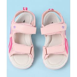 Cute Walk by Babyhug Velcro Closure Sandals with Tape & Text Applique - Purple