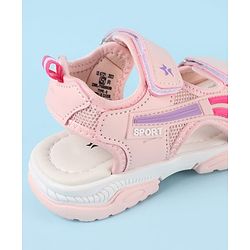 Cute Walk by Babyhug Velcro Closure Sandals with Tape & Text Applique - Purple