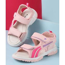 Cute Walk by Babyhug Velcro Closure Sandals with Tape & Text Applique - Purple