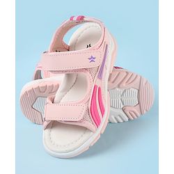 Cute Walk by Babyhug Velcro Closure Sandals with Tape & Text Applique - Purple