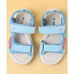 Cute Walk by Babyhug Velcro Closure Sandals with Tape & Text Applique - Peach