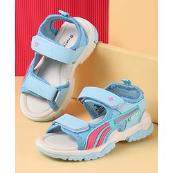 Cute Walk by Babyhug Velcro Closure Sandals with Tape & Text Applique - Peach
