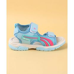 Cute Walk by Babyhug Velcro Closure Sandals with Tape & Text Applique - Peach