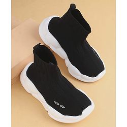 Cute Walk by Babyhug Casual Shoes Solid Color With Logo Print  - Black