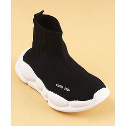 Cute Walk by Babyhug Casual Shoes Solid Color With Logo Print  - Black
